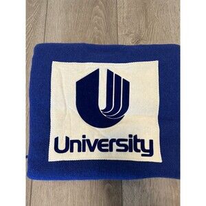 Vintage Faribo University Blue White Wool Blanket W/Case 50 x 60 Never Used New